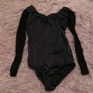 Lace long sleeve leotard